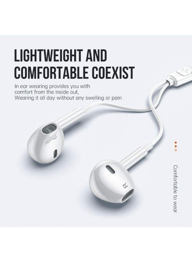 VFAN M21 Lightning Wired IEM Earphones with Built-in DAC Chip - 14.2mm Hi-Fi Stereo EarPods with HD Mic, Authentication Chip for iPhone-White - Image 2